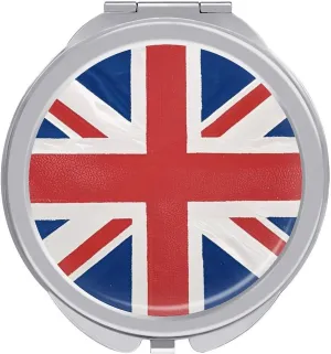 British Flag Compact Mirror Round Mirror with 1x/2x Magnifying Travel Makeup Mirrors Small Cosmetic Hand Mirror for Purse & Pocket Portable Double-Sided Personal Mirrors for Women