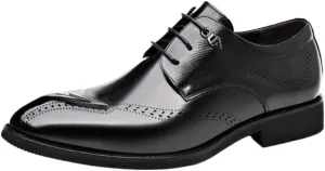 British Stylish Fashionable Formal Leather Shoes Luxury Breathable Tuxedo Shoes Men Brogue Wingtip Retro Oxford