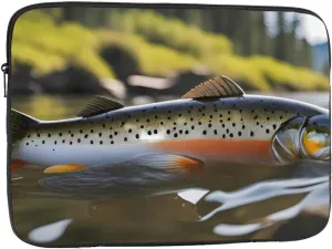 Brook Trout Fly Fishing Prints Portable Laptop Sleeve Case 10 inch, Ideal for Men and Women's Business Travel, and Office Use