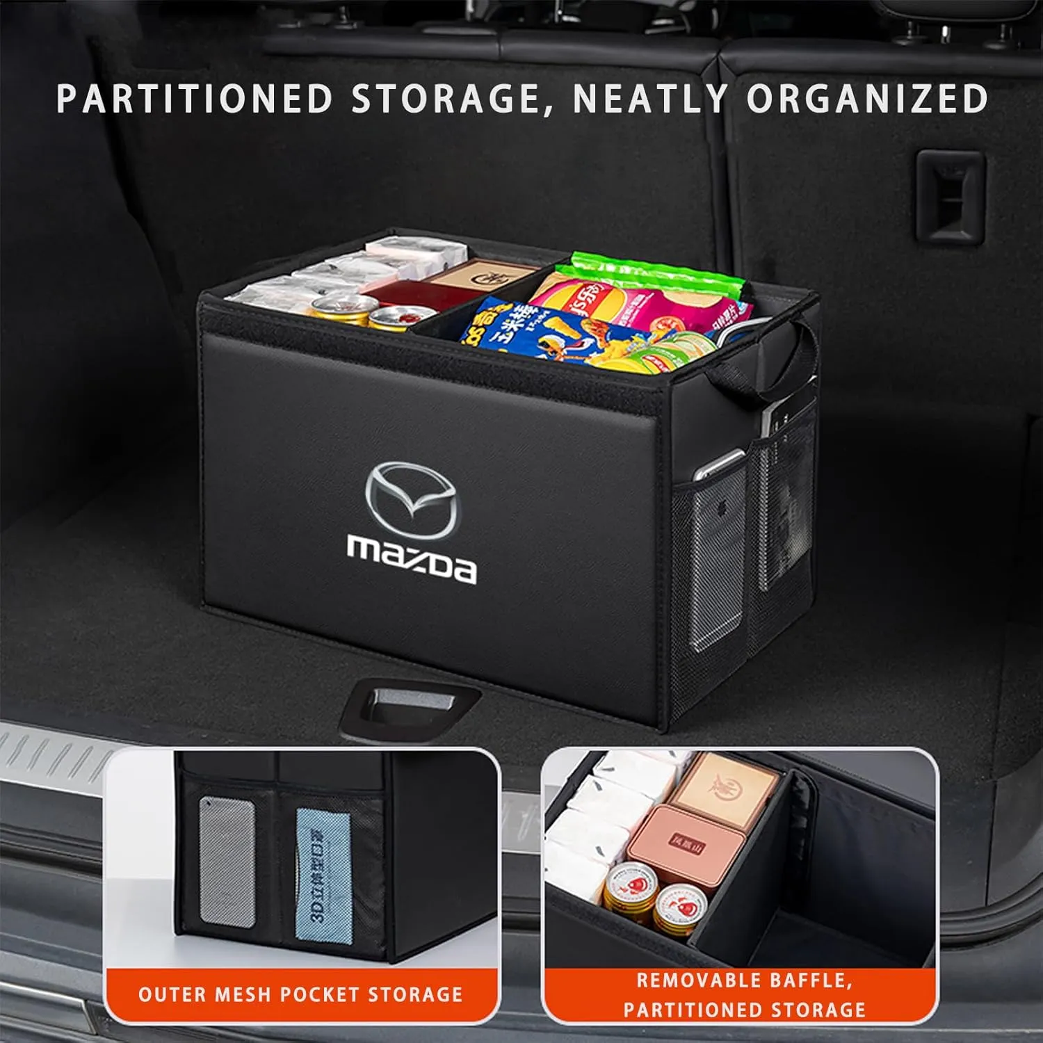 Car Trunk Organizer for Mazda MX-5 ND2 2019-2024 Thickened Car Boot Tidy Storage Box Tailor-made Lidded Storage Bins for Home Car Outdoor Camping Travel,B