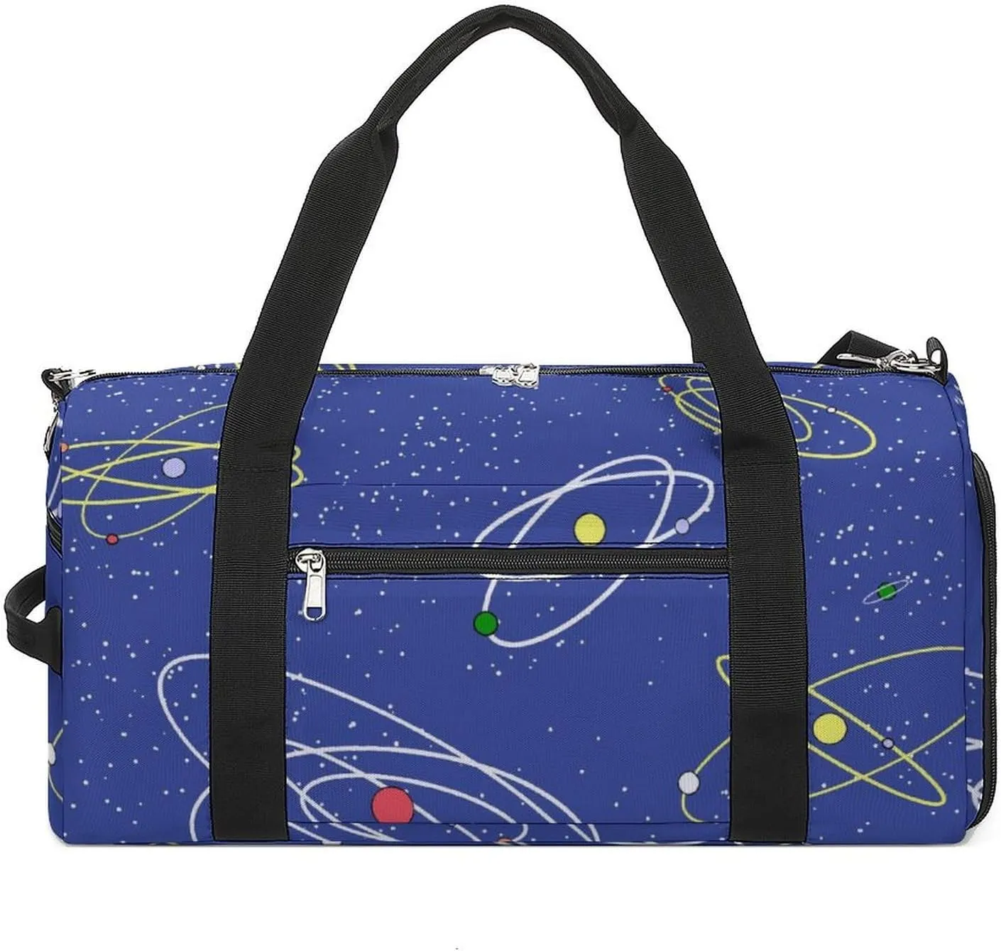 Cartoon Style Theme of Space Fitness Large Gym Bag for Unisex with Shoe Compartment & Wet Pocket