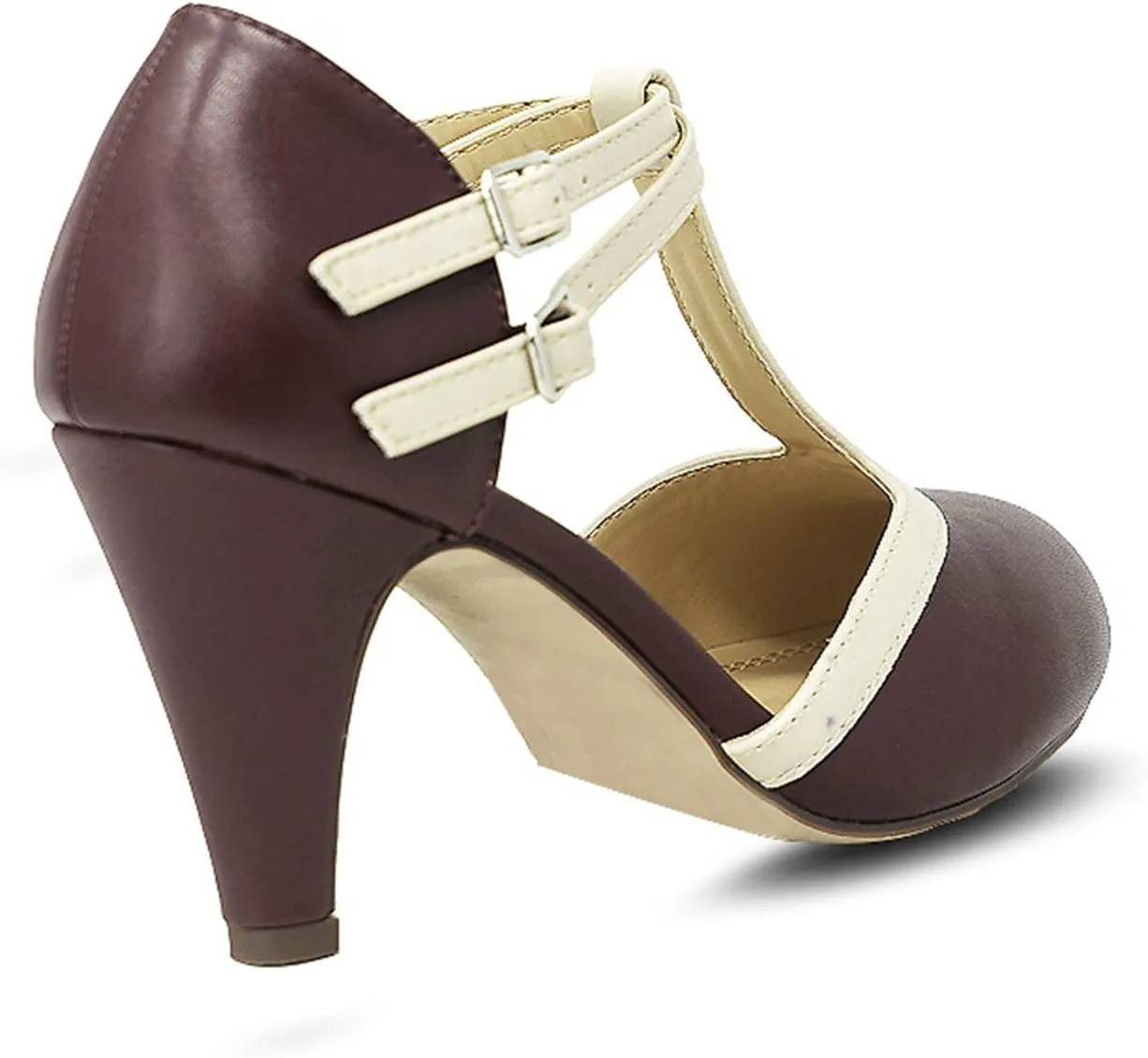 Chase & Chloe Kimmy-58 Women's Mary Jane T-Strap Round Toe Pump