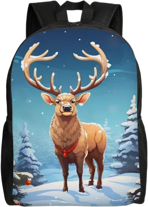 Christmas Tree Elk Laptop Backpack For Men Women Waterproof Lightweight Travel Backpack Casual Daypack
