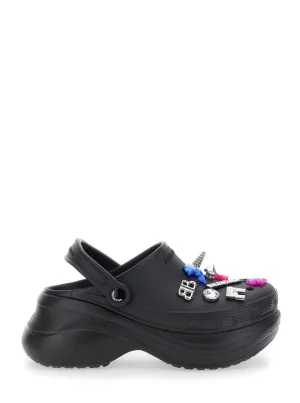 Chunky Rubber Mule With Colorful Jibbitz Charms