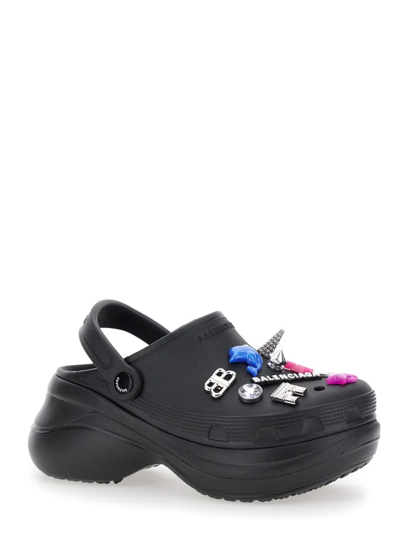 Chunky Rubber Mule With Colorful Jibbitz Charms