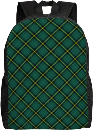 Clan Duffy Tartan Green Irish Plaid Minimalist Laptop Backpack – Waterproof Business Travel Bag, Breathable Design, Modern Work & Leisure