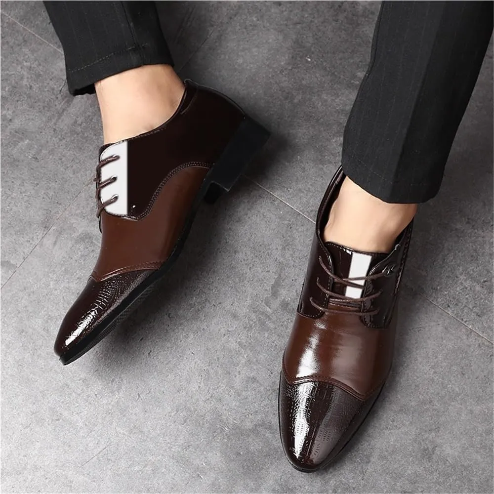 Classic Cap Toe Lace Up Comfortable Oxfords for Tuxedo Retro Dress Shoes Brogue Carved Mens Patent Leather Business Work Wedding Shoes