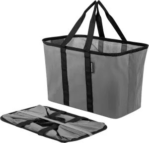 CleverMade EcoBasket 30 Liter Reusable Tote Bag with Reinforced Bottom: Collapsible Grocery Shopping Basket