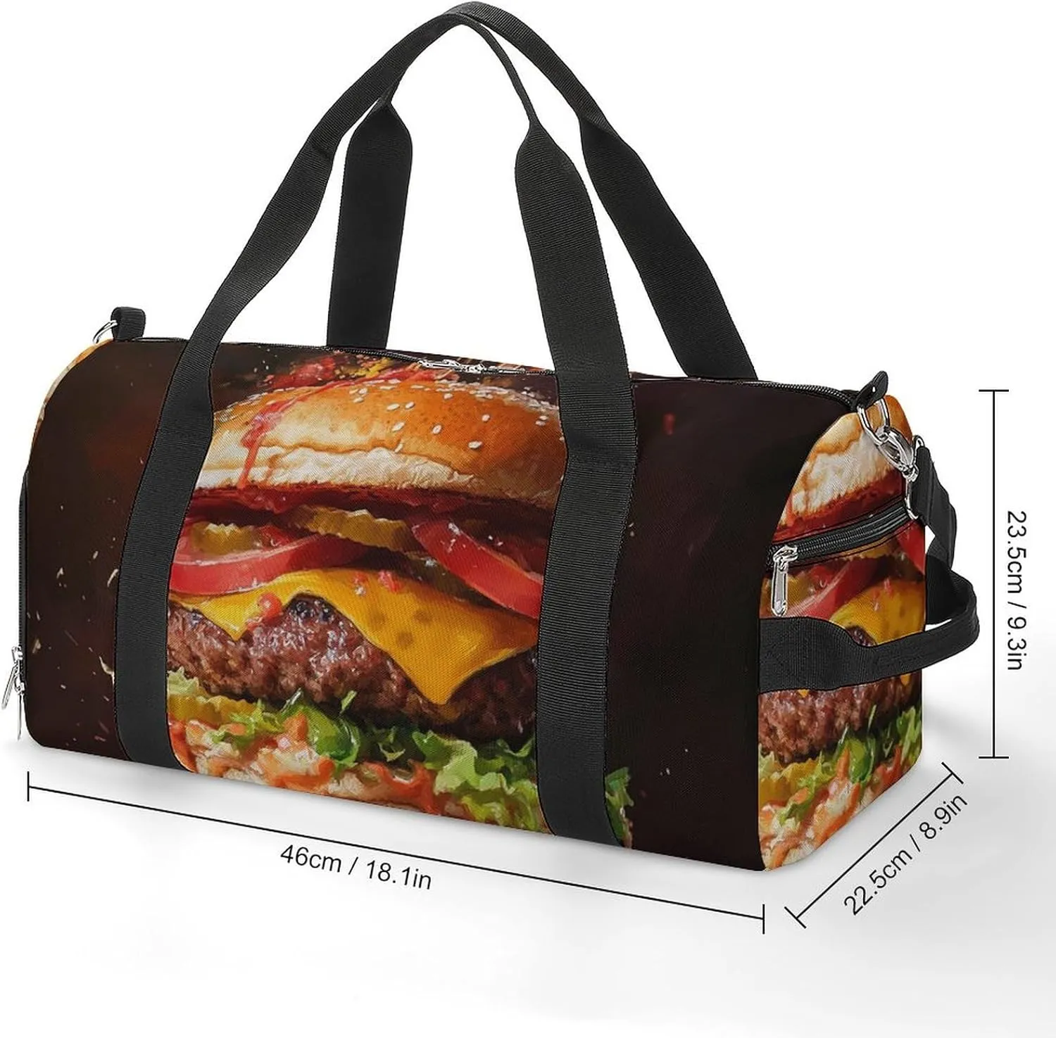 Close Up of Hamburgers Fitness Large Gym Bag for Unisex with Shoe Compartment & Wet Pocket