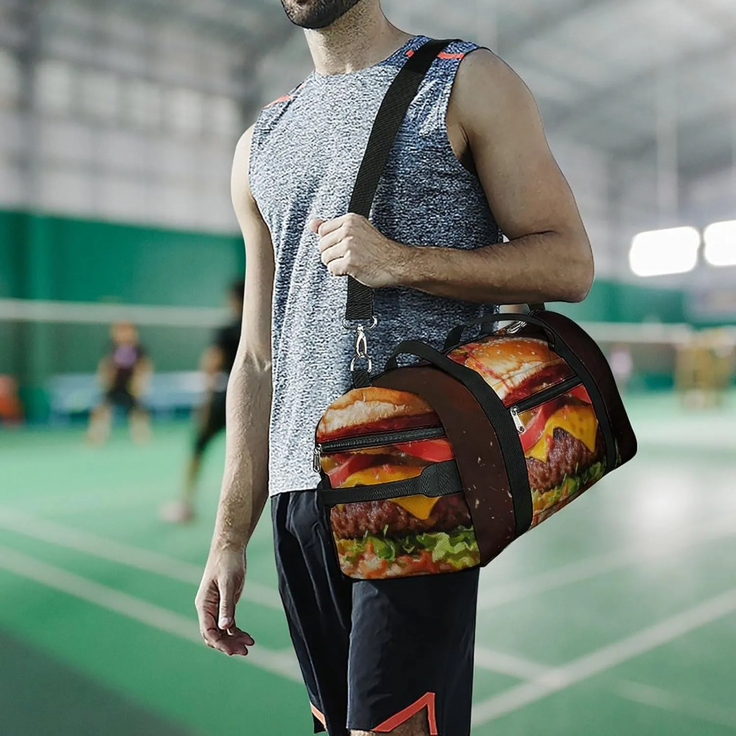 Close Up of Hamburgers Fitness Large Gym Bag for Unisex with Shoe Compartment & Wet Pocket