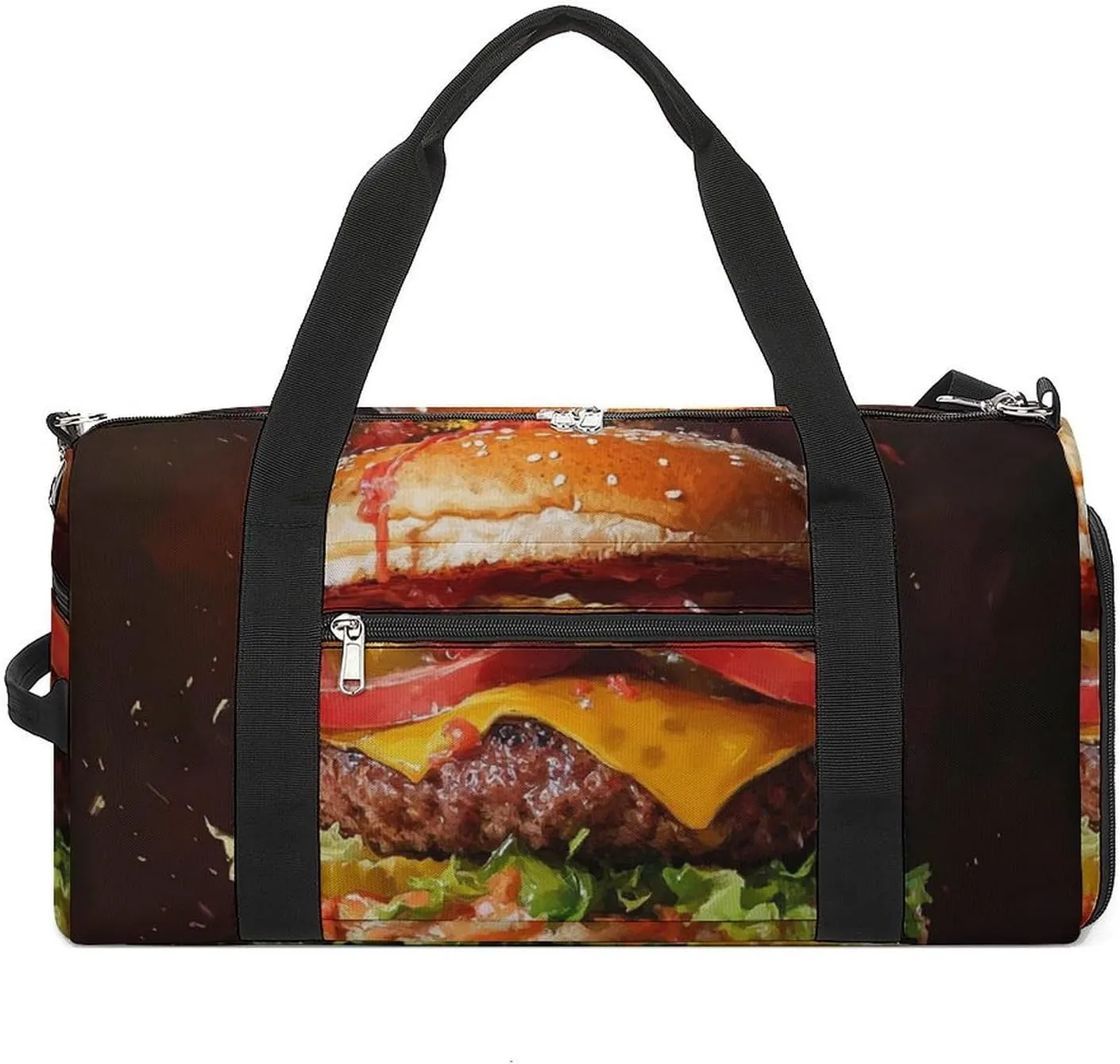 Close Up of Hamburgers Fitness Large Gym Bag for Unisex with Shoe Compartment & Wet Pocket