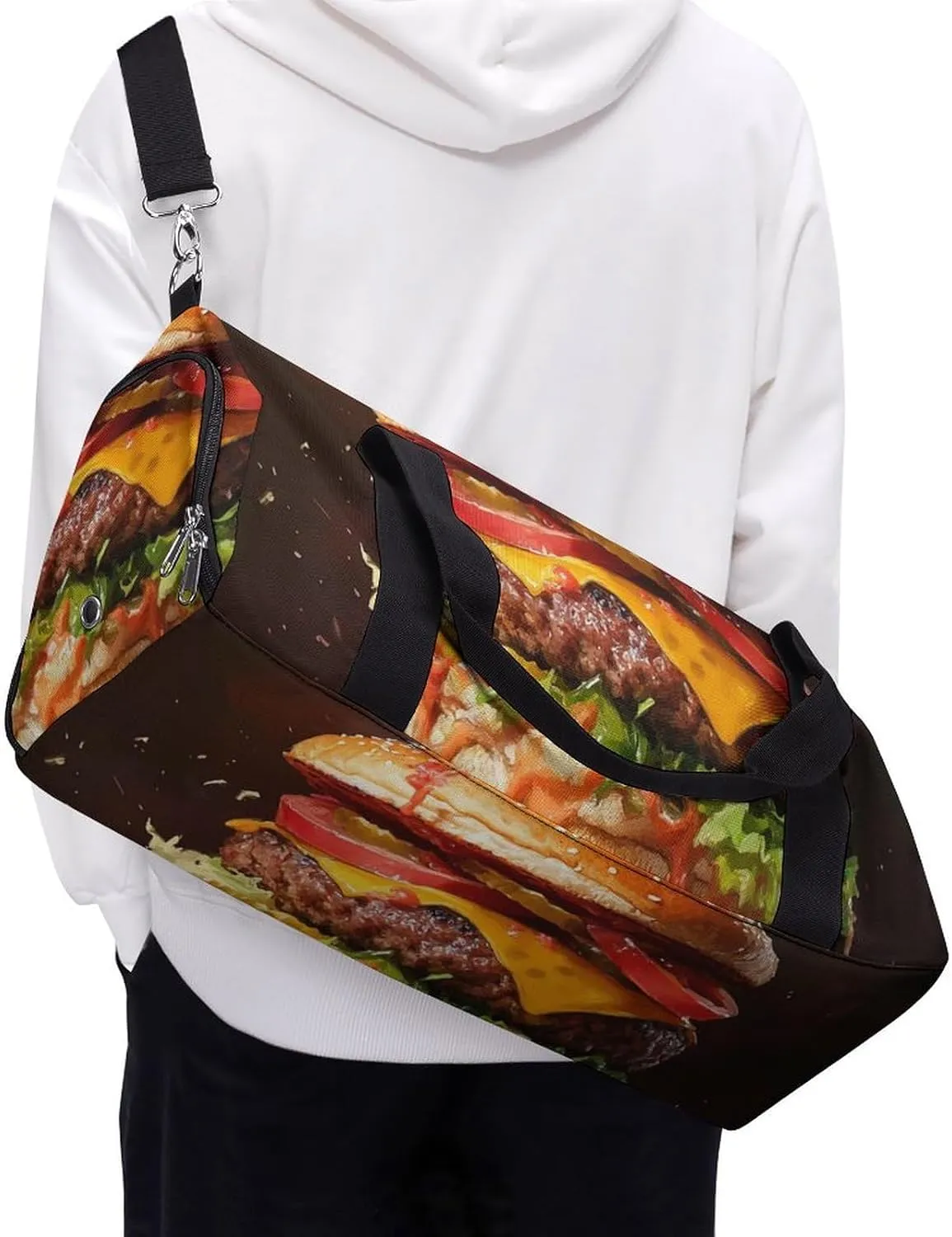 Close Up of Hamburgers Fitness Large Gym Bag for Unisex with Shoe Compartment & Wet Pocket