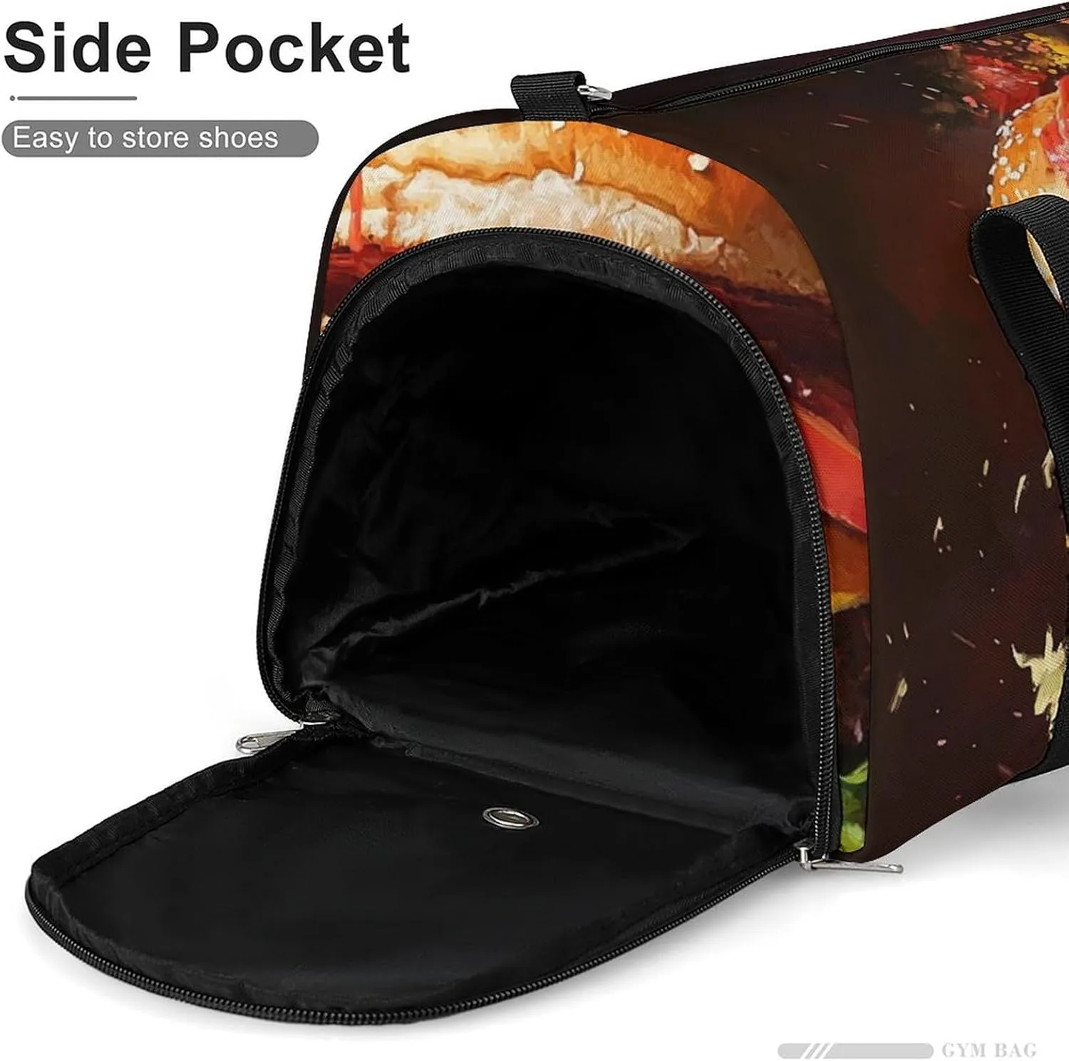 Close Up of Hamburgers Fitness Large Gym Bag for Unisex with Shoe Compartment & Wet Pocket