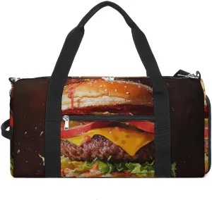Close Up of Hamburgers Fitness Large Gym Bag for Unisex with Shoe Compartment & Wet Pocket