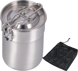 Coffee Mug with Lid and Foldable Handle, 1L Portable Outdoor Camping Cooking Pot, Outdoor Coffee Maker Cup for Backpacking Hiking Cooking