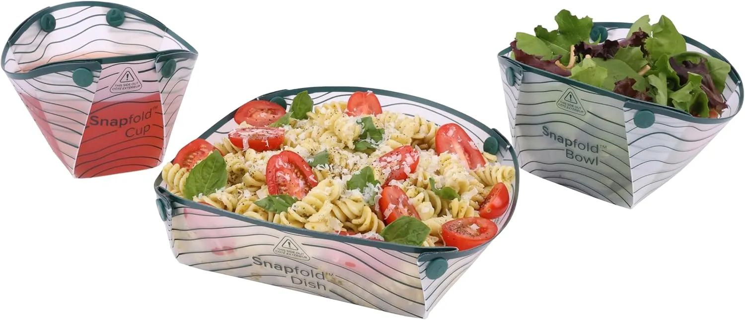 Coghlan's Snapfold™ Solo Pack 3-Piece Collapsible Tableware Set – Lightweight 4 oz, Leakproof, Compact Camping Gear for Backpacking, Hiking, and Outdoors, Includes Foldable Cup, Bowl, and Dish