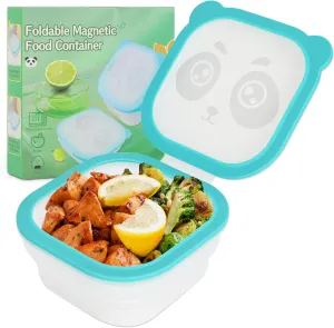 Collapsible Food Storage Containers with Magnetic Lids, Leakproof Airtight Silicone Camping Bowl, Portable Expandable Lunch Box for Camping Travel and Picnic, Microwave/Dishwasher/Freezer Safe (30oz)