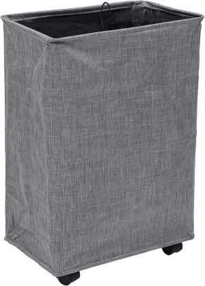 Collapsible Laundry Hamper with Wheels Foldable Dirty Clothes Basket Bag Space Saving Storage for Home Dorm Closet Light Grey