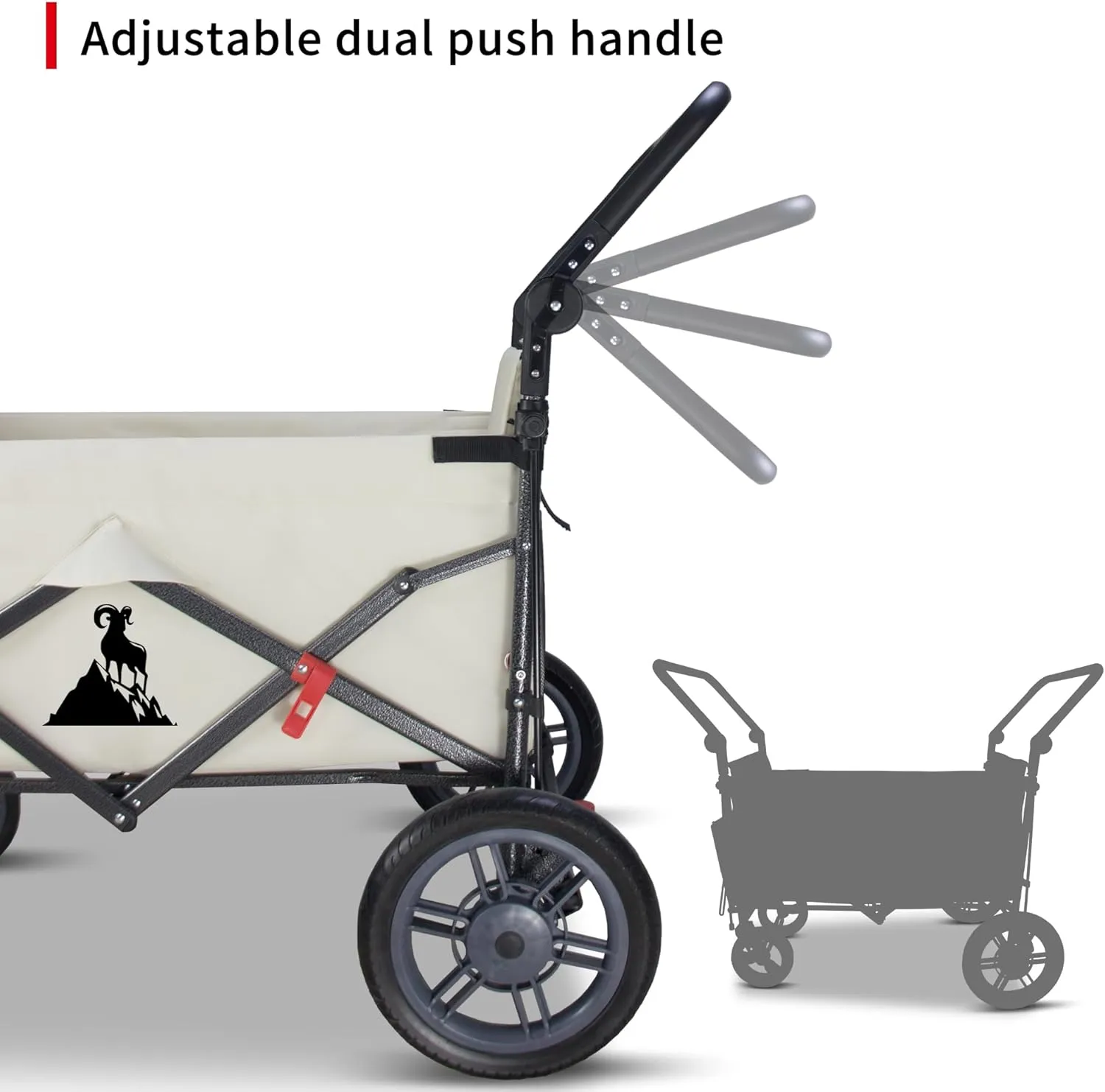 Collapsible Wagon with Removable Canopy | 265LBS Capacity | Dual Foldable Seats | All-Terrain Utility Cart for Camping, Groceries, Beach & Outdoor Adventures (Beige)