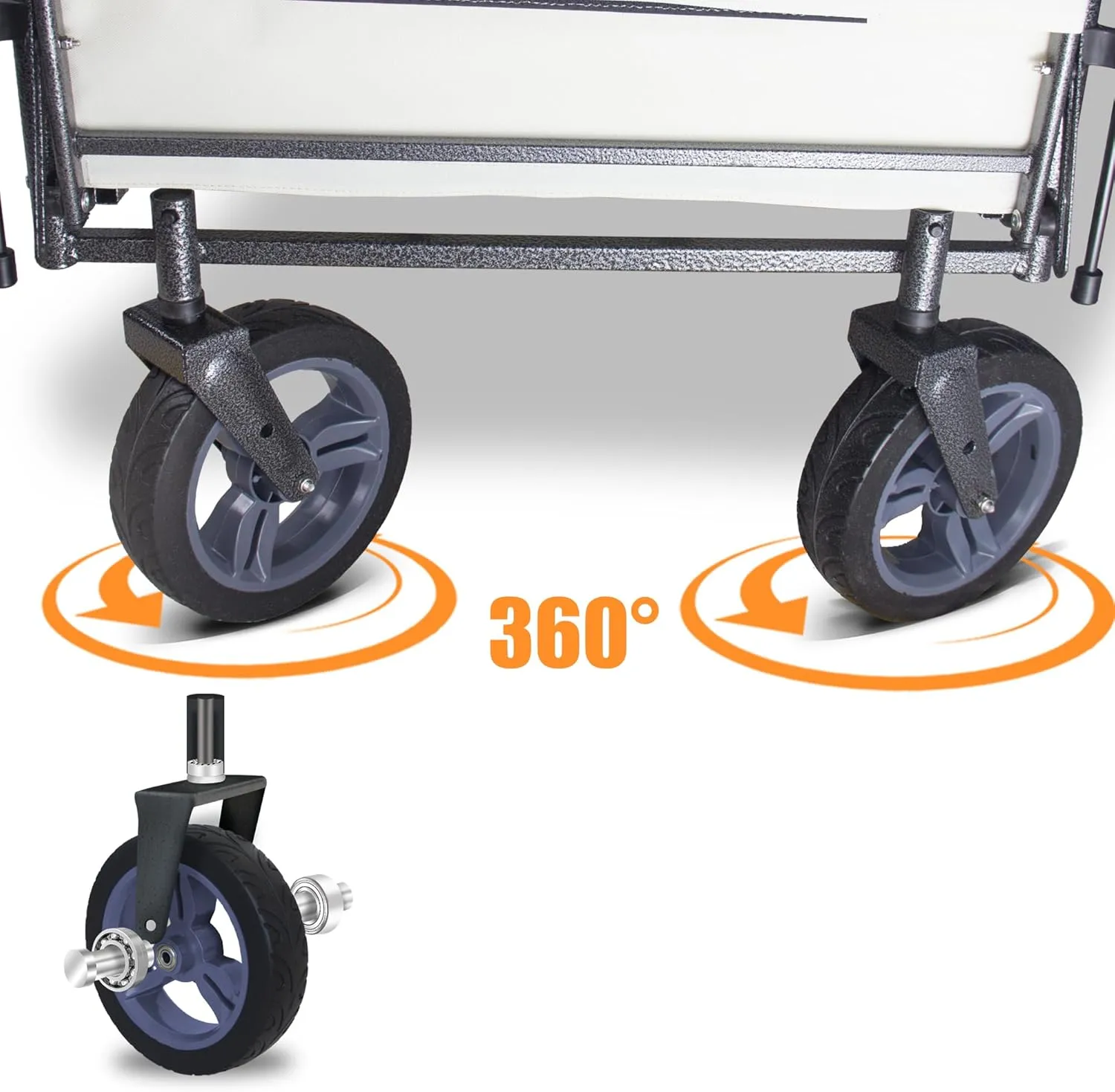 Collapsible Wagon with Removable Canopy | 265LBS Capacity | Dual Foldable Seats | All-Terrain Utility Cart for Camping, Groceries, Beach & Outdoor Adventures (Beige)