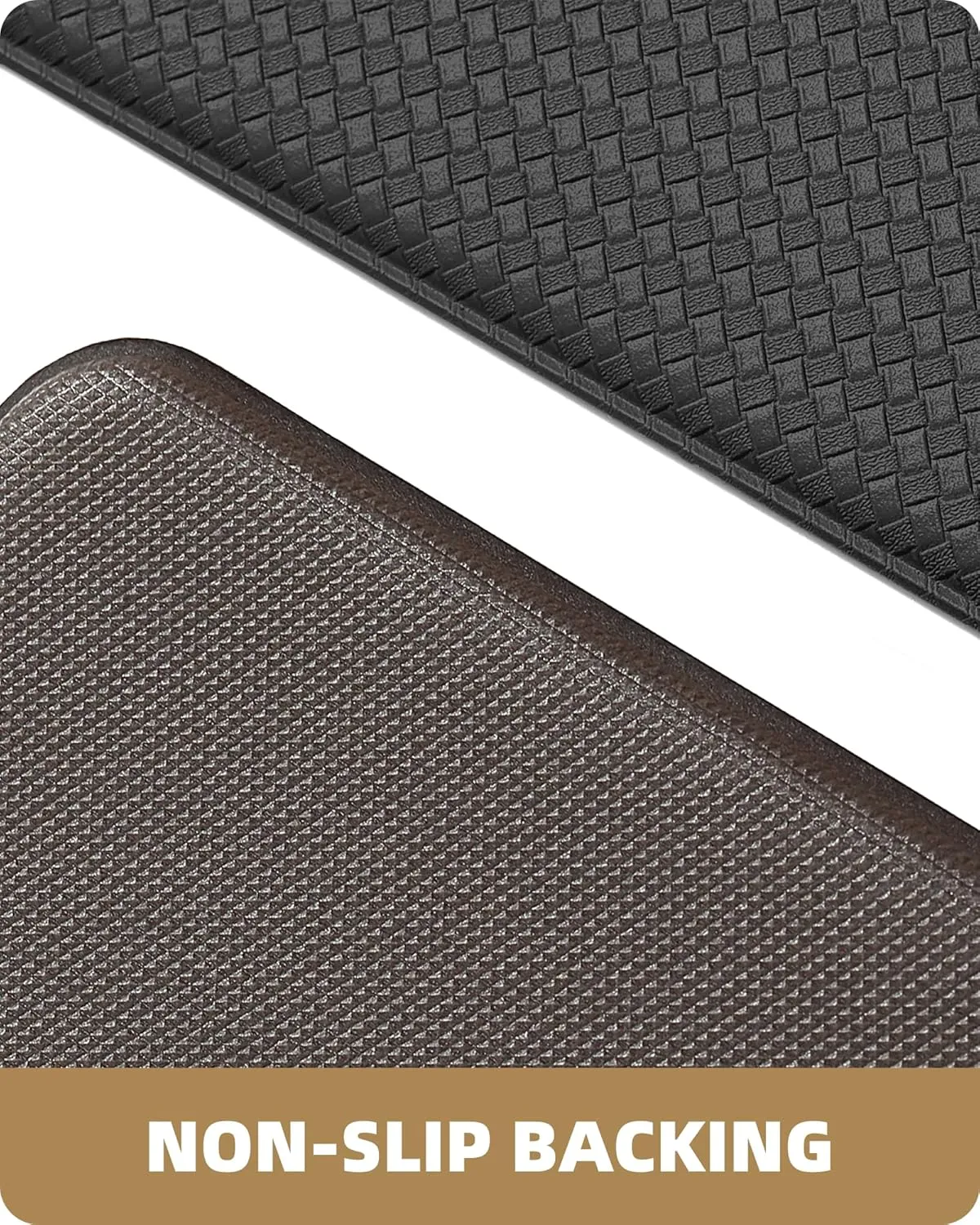Color&Geometry Kitchen Rug Set 2 Piece Kitchen Runner Rug Kitchen Floor Mat, Cushioned Anti Fatigue Kitchen Mat Non Skid Waterproof Comfort Standing, 17"x29" 17"x59", Black