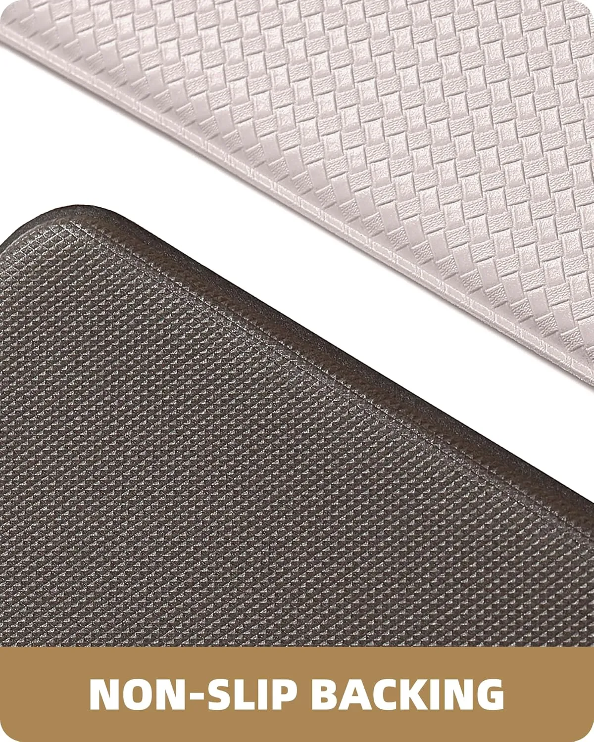 Color&Geometry Kitchen Rugs, Kitchen Runner Rug Kitchen Floor Mat, Cushioned Anti-Fatigue Kitchen Mat, Non Slip Waterproof Comfort Standing Padded, Memory Foam Kitchen Mat, 17"x79", Beige