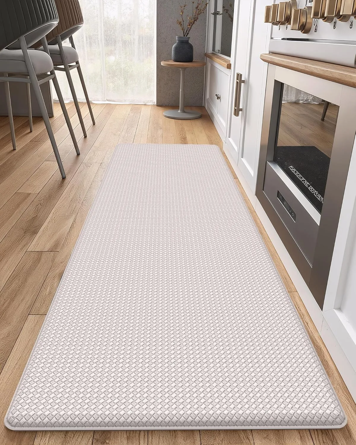 Color&Geometry Kitchen Rugs, Kitchen Runner Rug Kitchen Floor Mat, Cushioned Anti-Fatigue Kitchen Mat, Non Slip Waterproof Comfort Standing Padded, Memory Foam Kitchen Mat, 17"x79", Beige