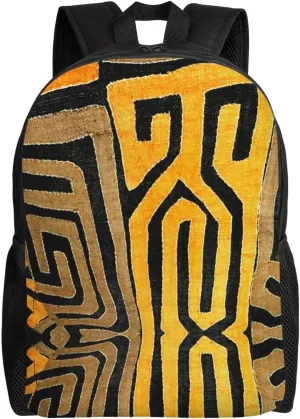 Contemporary African Mud Cloth Print Minimalist Laptop Backpack – Waterproof Business Travel Bag, Breathable Design, Modern Work & Leisure