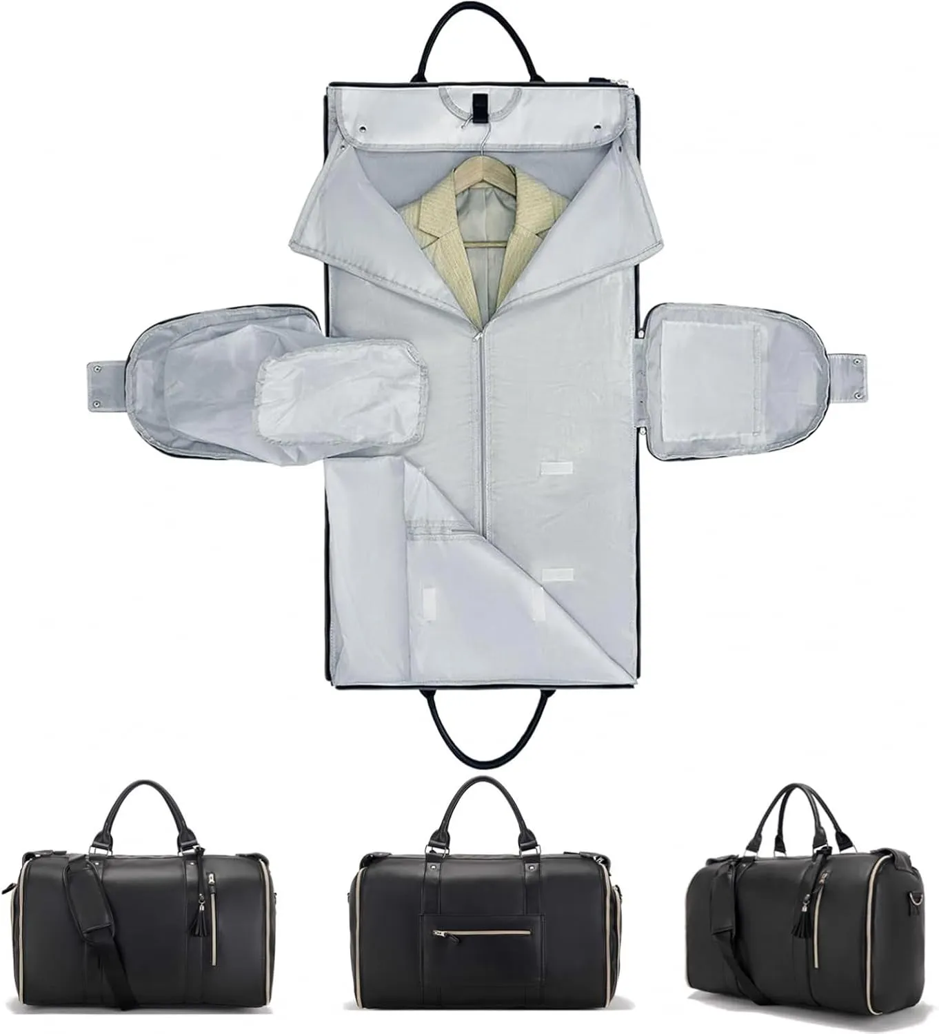 Convertible Carry On Garment Bag, Garment Duffle Bags for Travel, Foldable Garment Duffle Bag, 3 In 1 Garment Bags for Travel, Suit Travel Bags for Men Women Gifts for Retirement-Black
