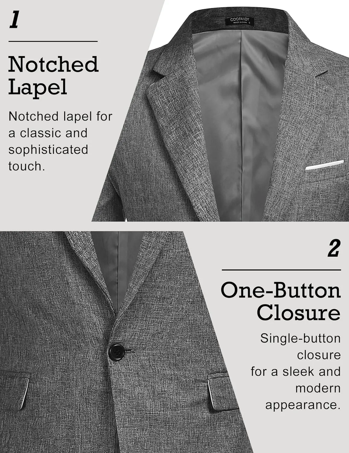 COOFANDY Men's Casual Suit Blazer Jackets Lightweight Sports Coats One Button Linen Texture Jacket