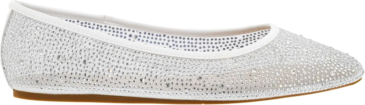 Corkys Footwear Hey Girl It's A Vibe Slip-on Ballerina Flat - Rhinestone Mesh Body, Closed Toe, Breathable and Lightweight Elegance, Comfortable and Lightly Cushioned Insoles