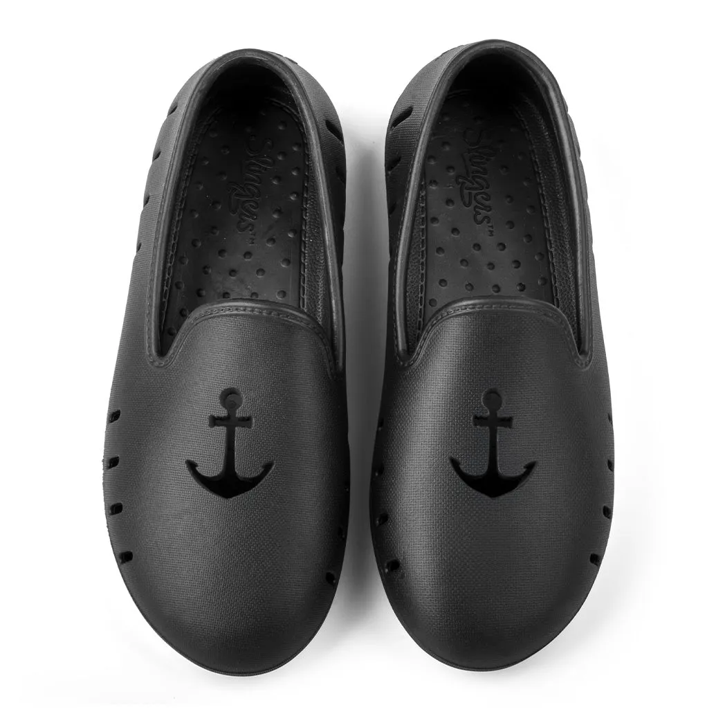 Cruise Loafer Kids - Black Anchor perforated / Waterproof