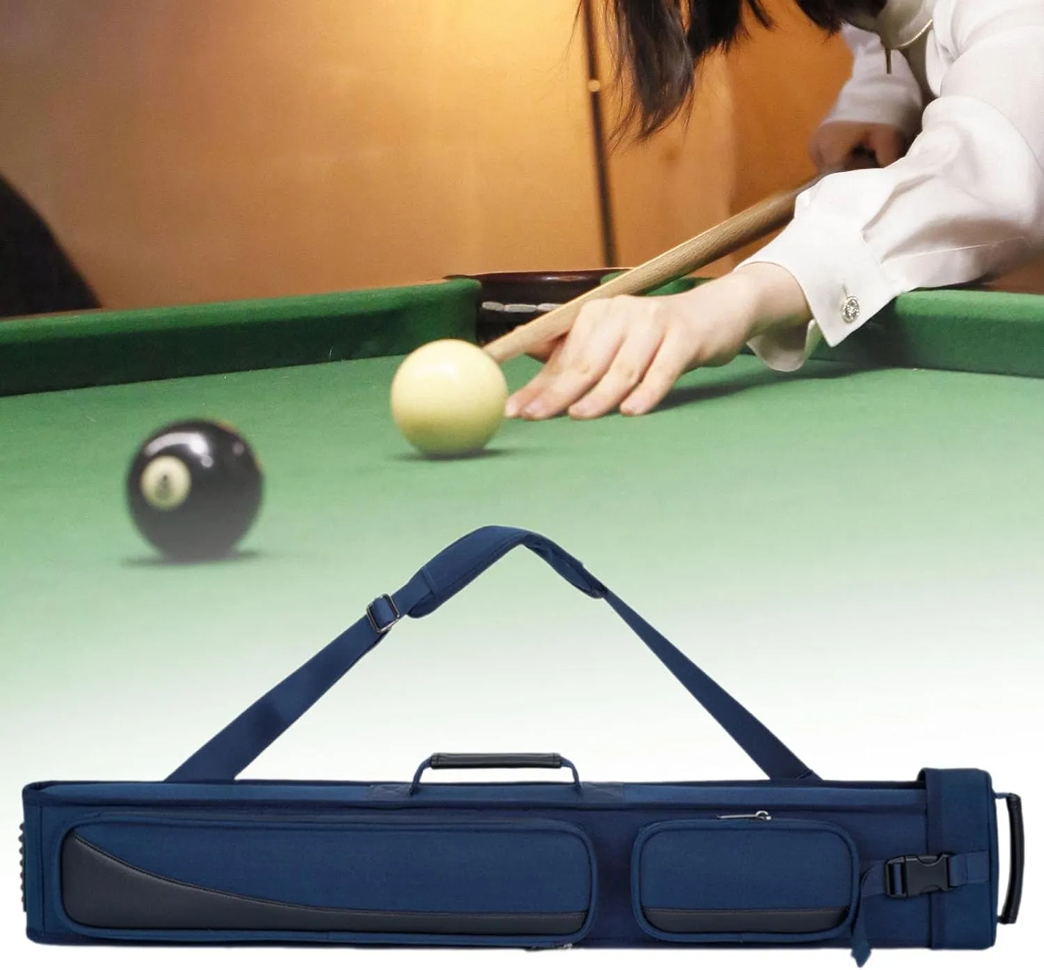 Cue Stick Carrying Case Cue Carry Bag Comfortable Grip Abrasion-Resistant Detachable Shoulder Strap Crossbody Bag for 7X Cues