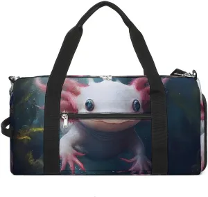 Cute Axolotl Fitness Large Gym Bag for Unisex with Shoe Compartment & Wet Pocket