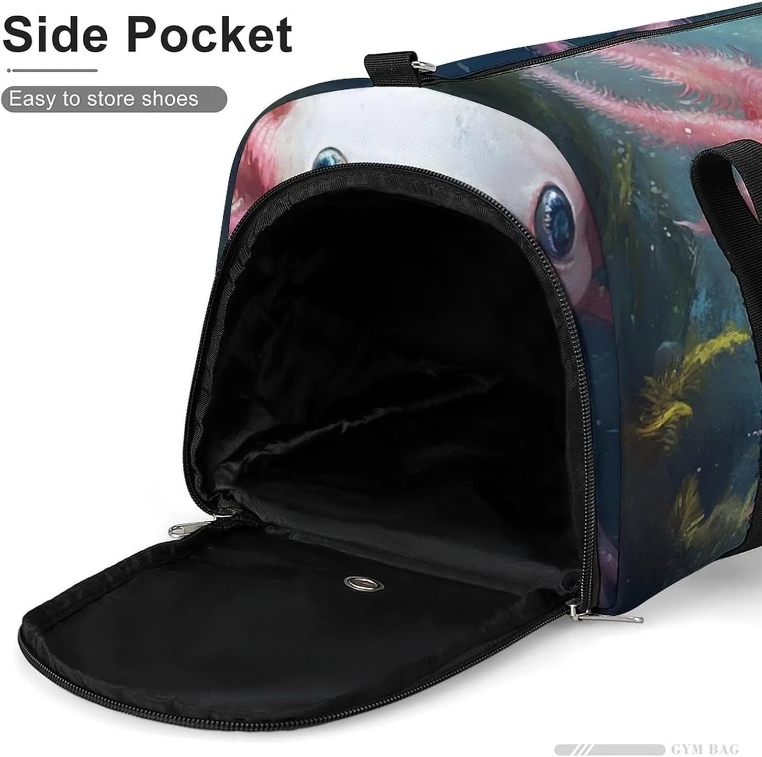 Cute Axolotl Fitness Large Gym Bag for Unisex with Shoe Compartment & Wet Pocket