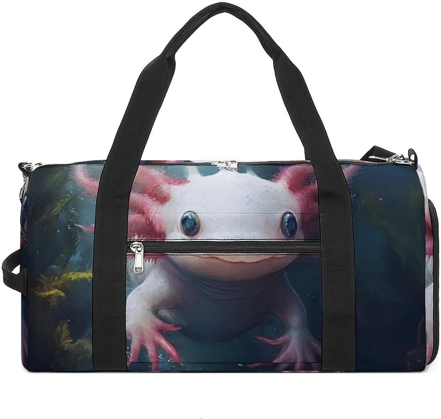 Cute Axolotl Fitness Large Gym Bag for Unisex with Shoe Compartment & Wet Pocket
