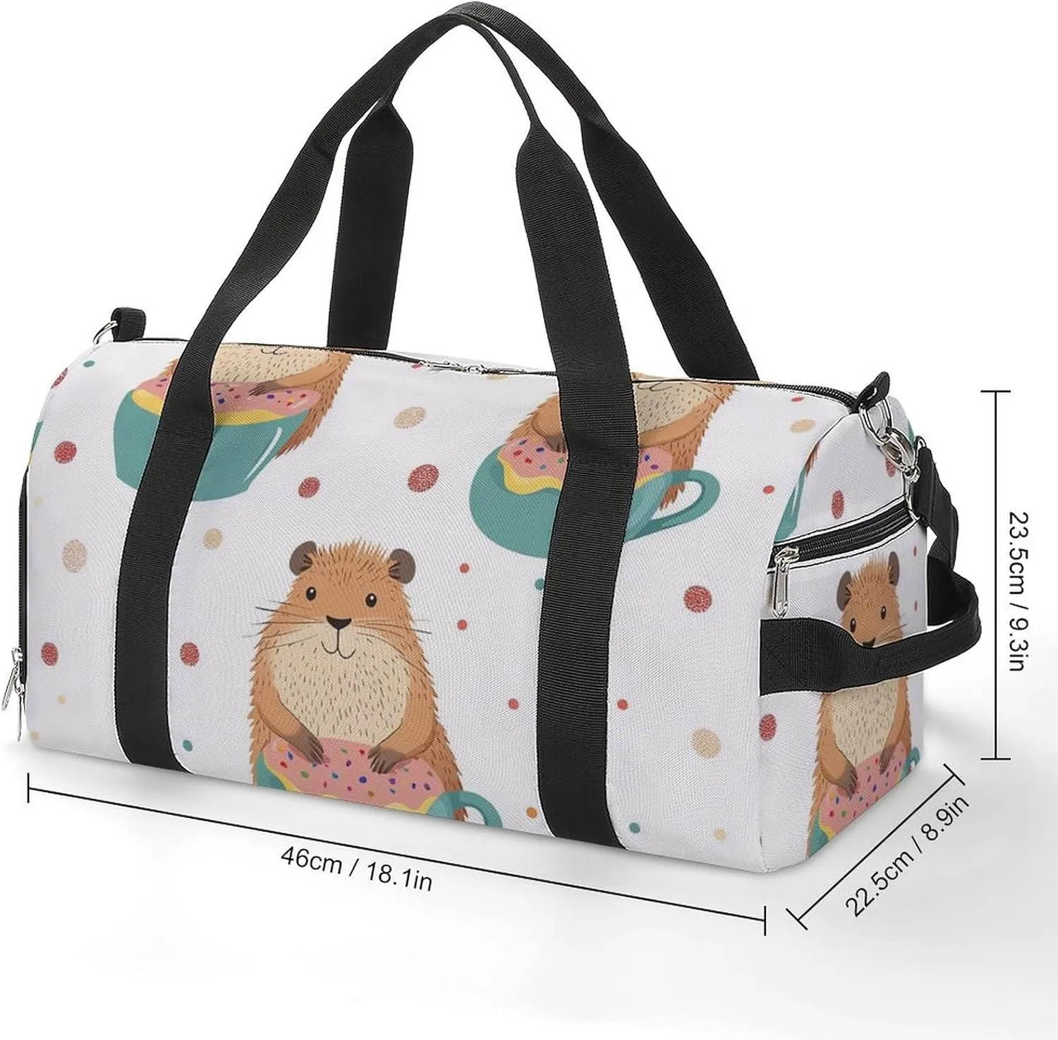 Cute Funny Capybar Fitness Large Gym Bag for Unisex with Shoe Compartment & Wet Pocket