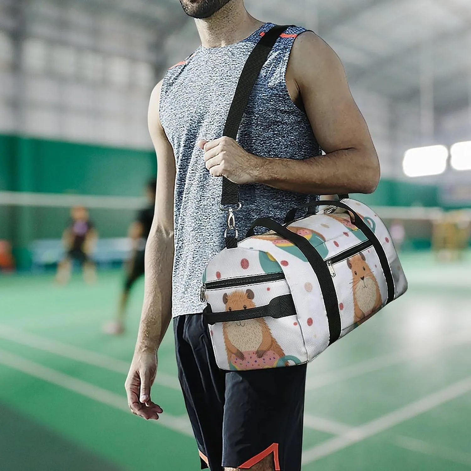Cute Funny Capybar Fitness Large Gym Bag for Unisex with Shoe Compartment & Wet Pocket