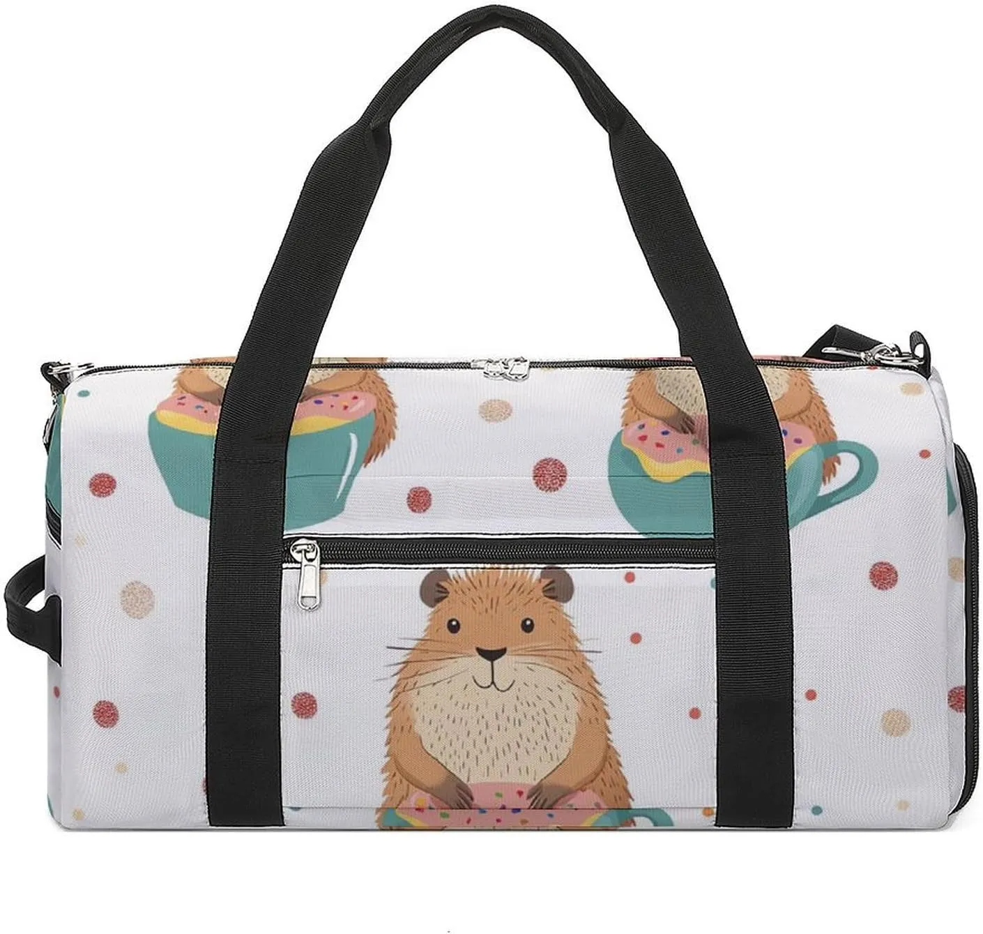 Cute Funny Capybar Fitness Large Gym Bag for Unisex with Shoe Compartment & Wet Pocket