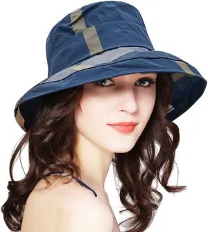 DOCILA Stylish Bucket Hats for Women Foldable Outdoor Plaid Fisherman Sun/Rain Cap with Chin Strap