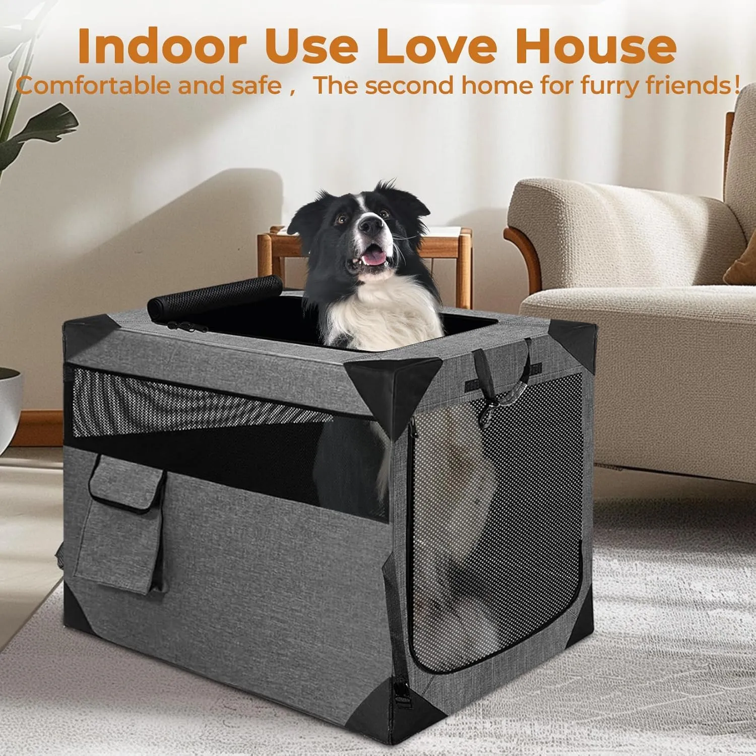 Dog Crate, Collapsible Soft Travel Crate for Large Dogs (3 Year Warranty), Indoor & Outdoor Portable Pet Kennel with Chew-Proof Mesh Window (Dark Gray, 36" L x 25" W x 25" H) ﻿