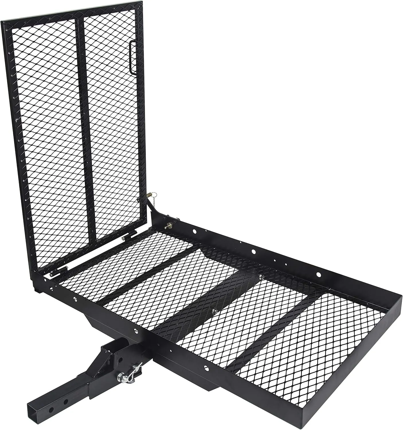 ECOTRIC 46.2 x 26.8 x 38.7 inch Hitch Cargo Carrier w/Ramp Foldable 500 Lbs Capacity Hitch Mount Steel Wheelchair Carrier Mobility Scooter Ramp 2" Hitch Receiver for SUV Truck Van Car