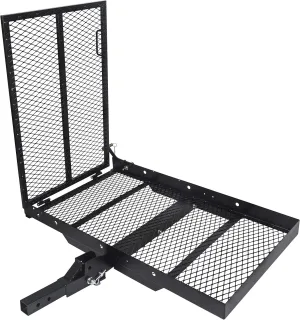 ECOTRIC 46.2 x 26.8 x 38.7 inch Hitch Cargo Carrier w/Ramp Foldable 500 Lbs Capacity Hitch Mount Steel Wheelchair Carrier Mobility Scooter Ramp 2" Hitch Receiver for SUV Truck Van Car