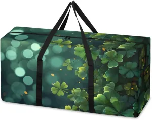 Edible clover Extra Large Moving Bags Heavy Duty Storage Bags Cloth Wrap Around Handles Double Zipper Reusable Convenient Foldable Storage Tote for Travel Camping Space Save