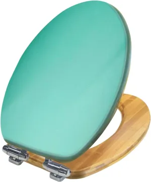 Elongated Toilet Seat Wooden Smooth flat vintage paper bag pale texture light blue color table Wood Toilet Seat Slow Quiet Close Lid with Quick-Release Hinges Cover Bumpers Easy to Clean Install