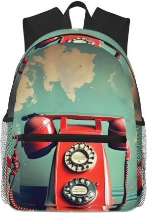 England UK Retro London Telephone Backpack Large Sports Bag, Best for Basketball, Soccer, Volleyball, Swim, Gym, Travel