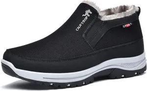 FAIRSOMA Men'S CNA Trop Winter Slip-On Warm Ankle Chukka Boots With Arch Support,Outdoor Waterproof Anti-Slip Fur Lined High Top Leather Snow Loafers Comfortable Hiking Walking Shoes