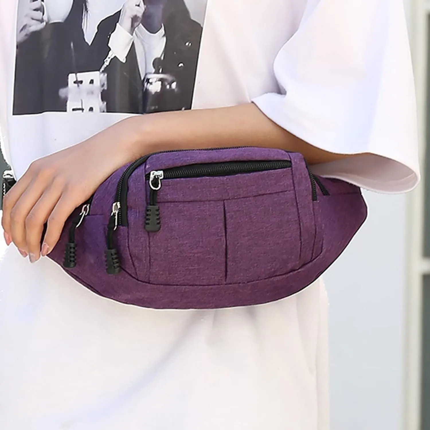 Fashion Waist Packs Men's Waist Bag Wallet Leisure Mobile Phone Waist Bag Oxford Travel Mobile Phone Bag Waist Bag(Purple)