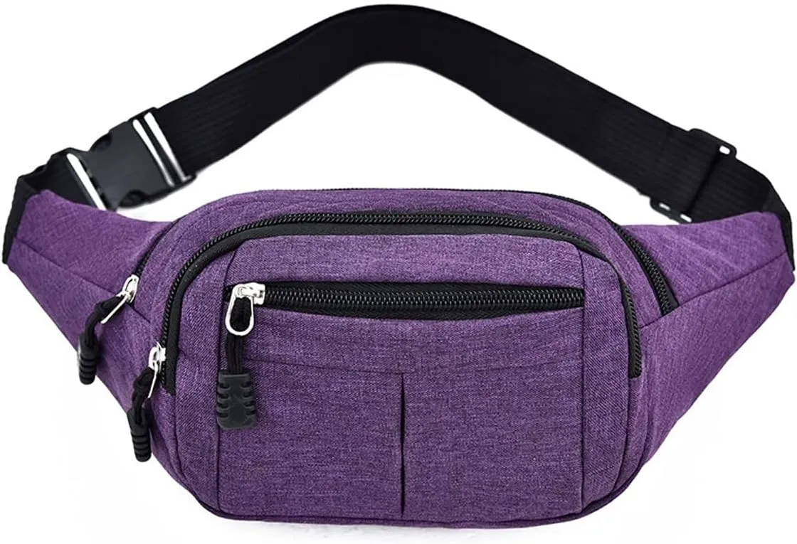 Fashion Waist Packs Men's Waist Bag Wallet Leisure Mobile Phone Waist Bag Oxford Travel Mobile Phone Bag Waist Bag(Purple)