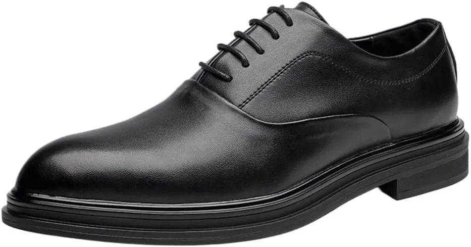 Fashionable Platform Brogue Oxford Shoes Men Lace-up Business Casual Dress Shoes Daily Low Top Non Slip Walking